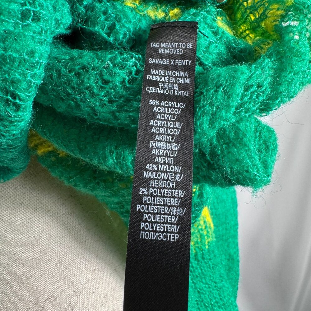 Savage X Fenty Knittin Pretty Loose Knit Sunburst Green Yellow Sweater (Size L) - Picture 14 of 16